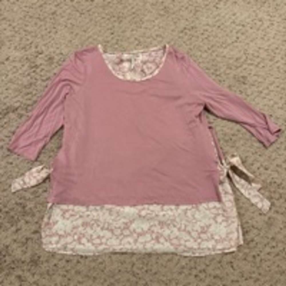 Women's Lauren Conrad Top XL Pink Floral - Picture 1 of 9